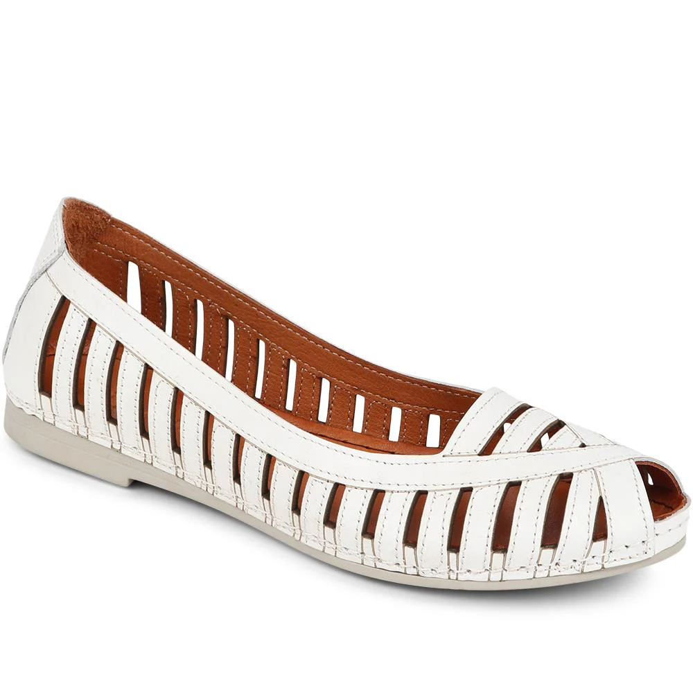 Leather Open-Toe Ballet Flats - KARY39019 / 325 502 - Image 7