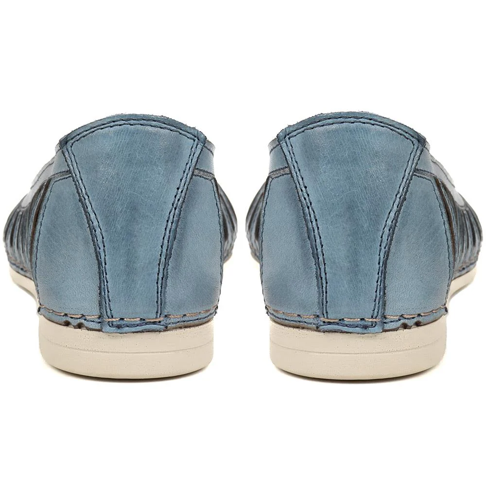 Leather Open-Toe Ballet Flats - KARY39019 / 325 502 - Denim - Image 3