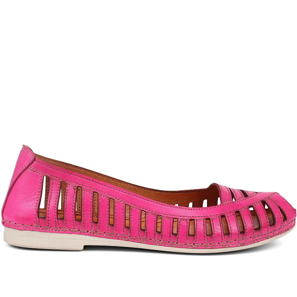 Leather Open-Toe Ballet Flats - KARY39019 / 325 502 - Pink - Image 2