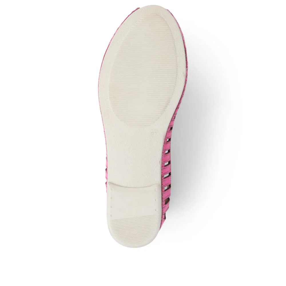 Leather Open-Toe Ballet Flats - KARY39019 / 325 502 - Pink - Image 4