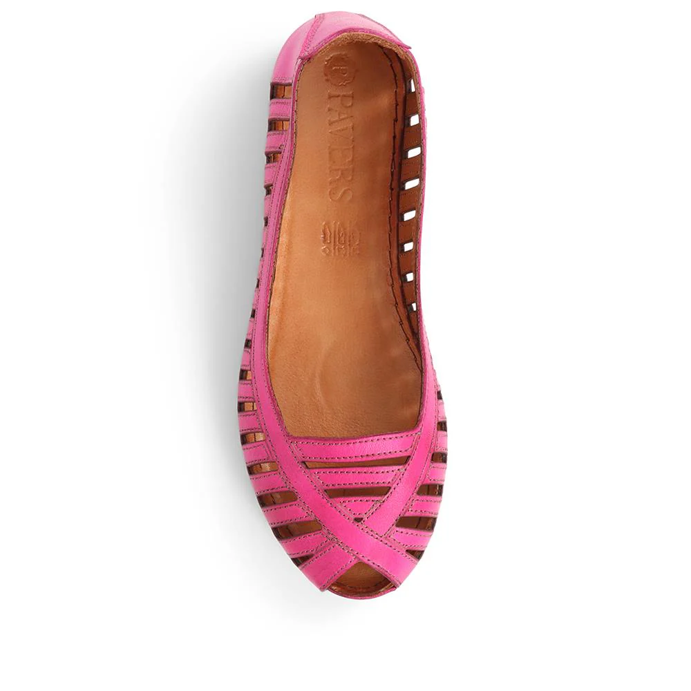 Leather Open-Toe Ballet Flats - KARY39019 / 325 502 - Pink - Image 5