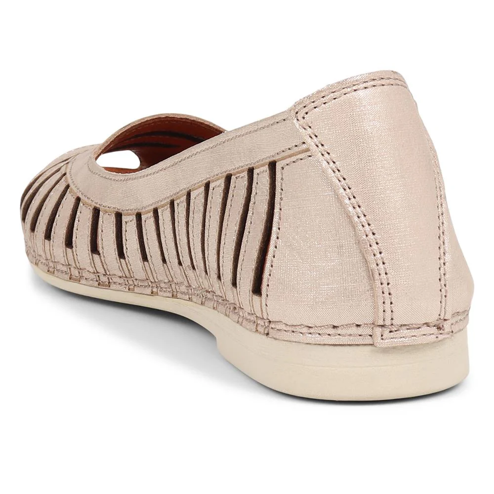 Leather Open-Toe Ballet Flats - KARY39019 / 325 502 - Soft Gold - Image 3