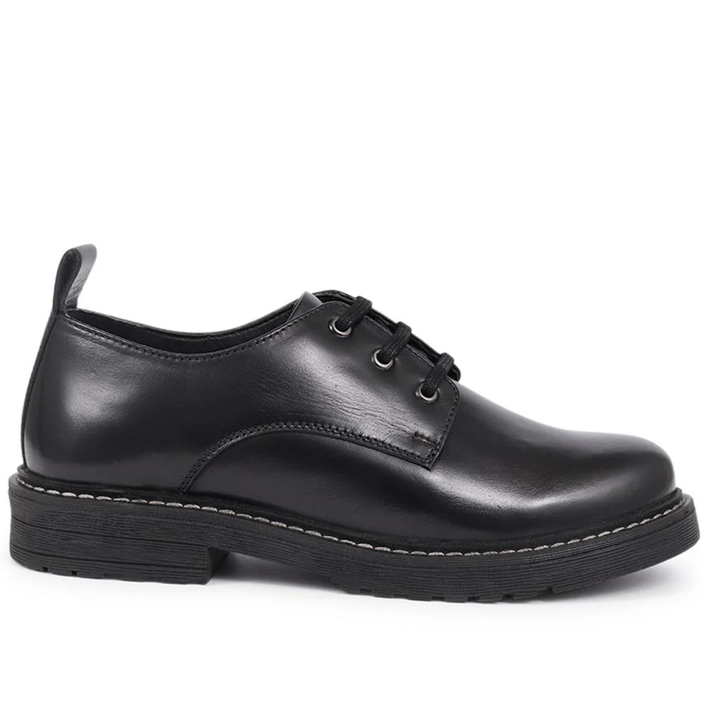 Leather Oxford Shoes - KF40007 / 326 503 - Black - Image 2