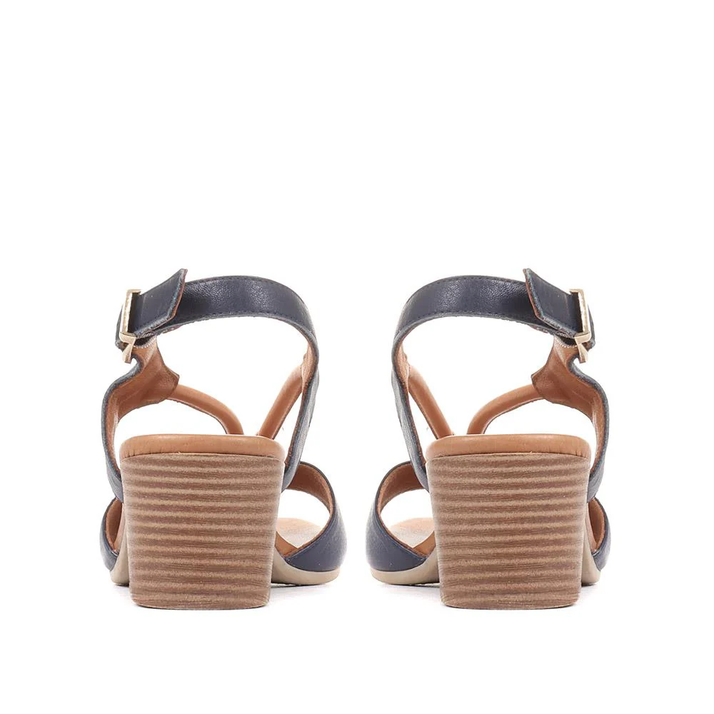 Leather Slingback Sandal - BELMETIN2305 / 307 897 - Navy Tan - Image 3