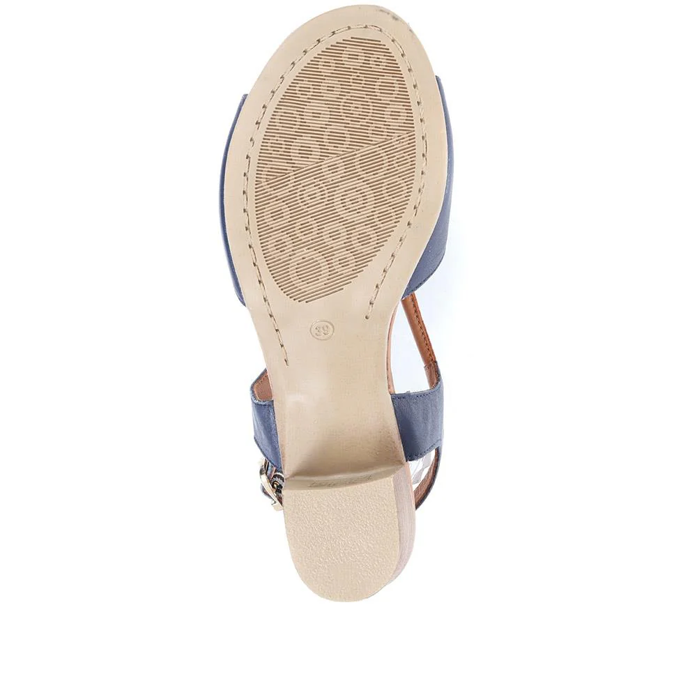 Leather Slingback Sandal - BELMETIN2305 / 307 897 - Navy Tan - Image 5