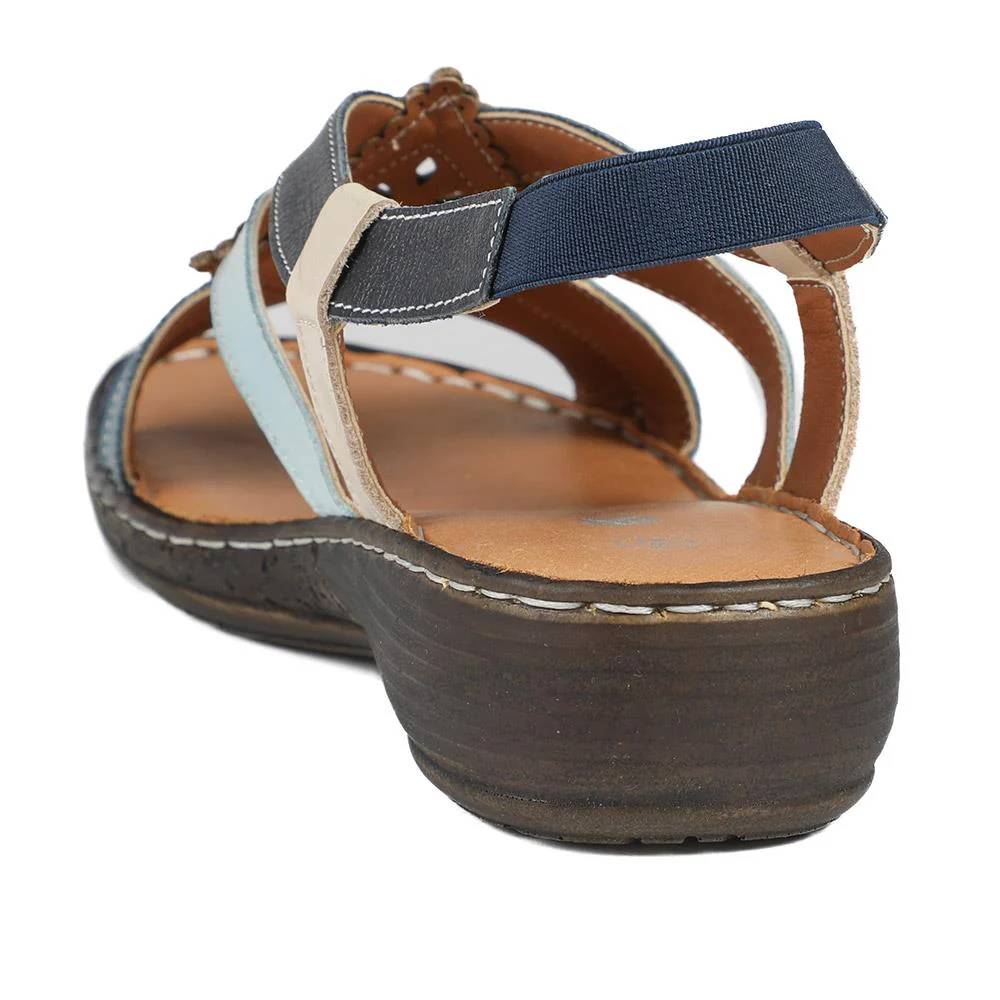 Leather Slingback Sandals - LUCK35001 / 321 605 - Blue Multi - Image 4