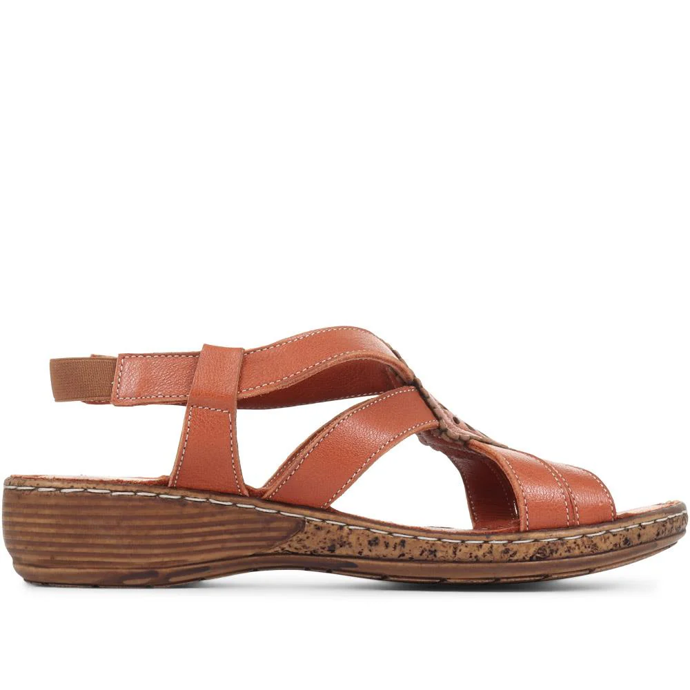 Leather Slingback Sandals - LUCK35001 / 321 605 - Tan - Image 2