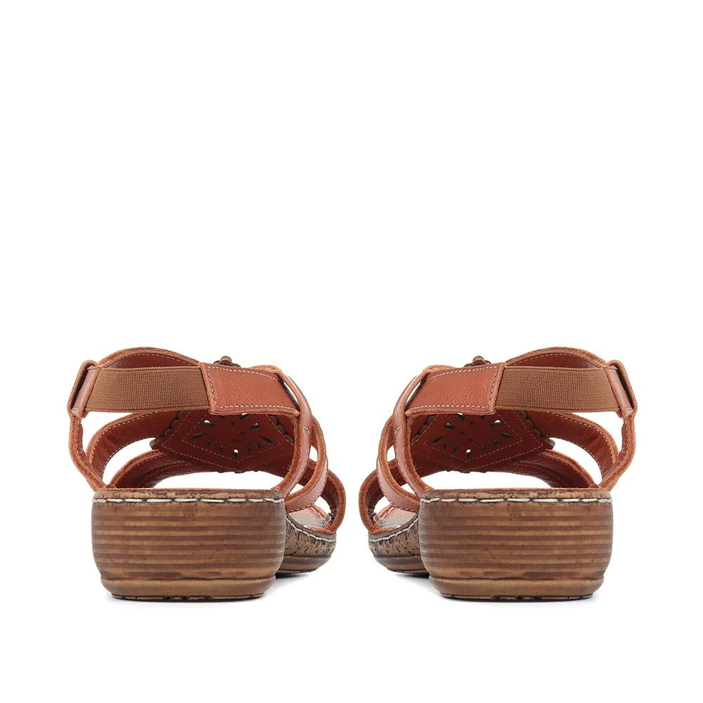 Leather Slingback Sandals - LUCK35001 / 321 605 - Tan - Image 3