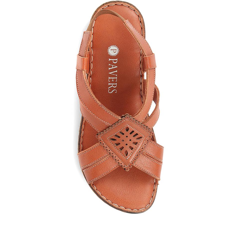 Leather Slingback Sandals - LUCK35001 / 321 605 - Tan - Image 4