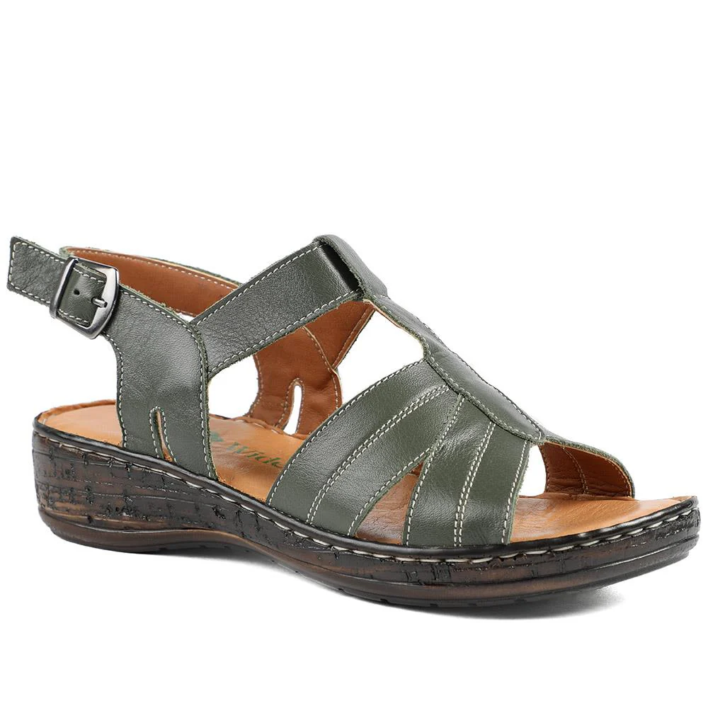 Leather Slingback Sandals With Buckle Fastening - LUCK43008 / 329 407