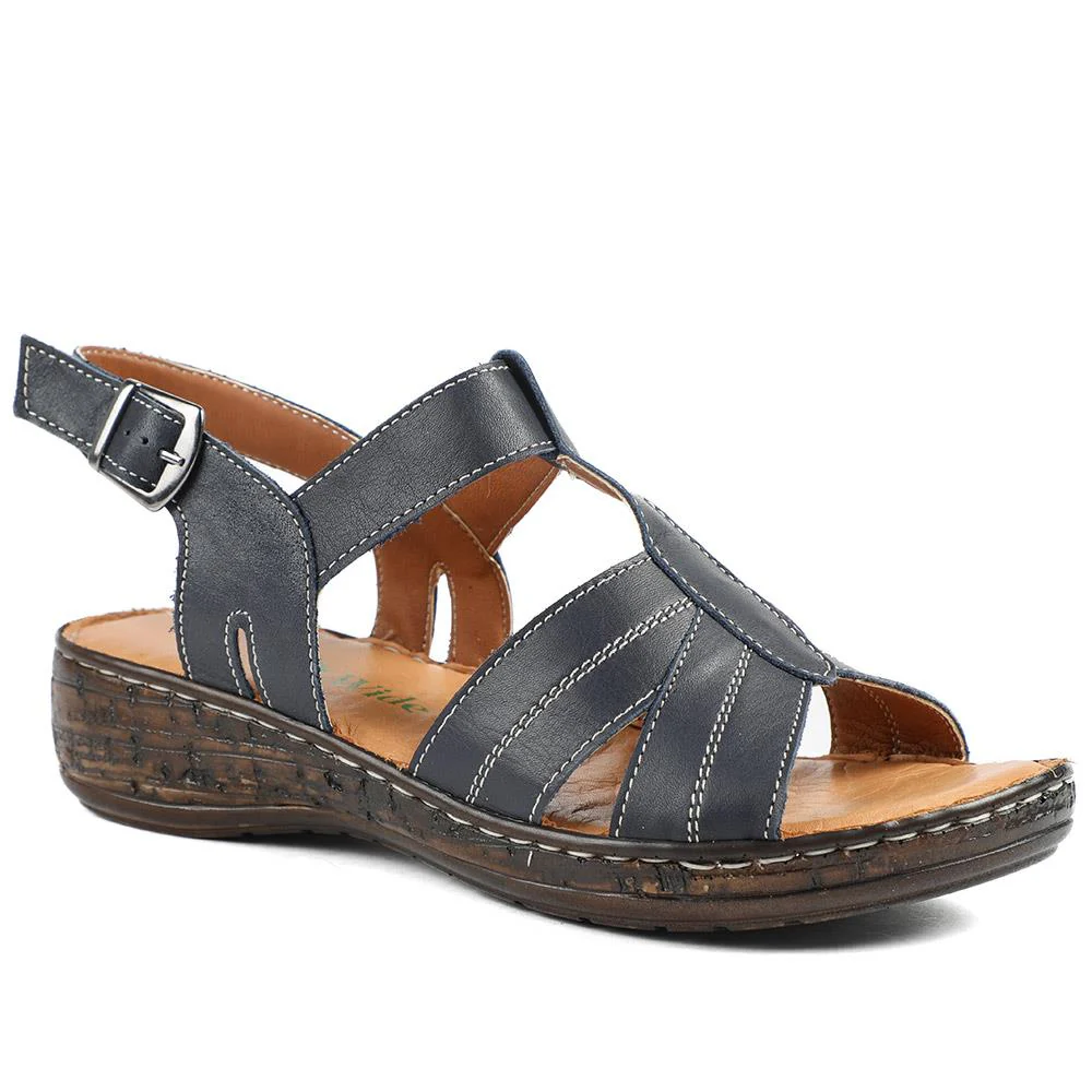Leather Slingback Sandals With Buckle Fastening - LUCK43008 / 329 407 - Image 2
