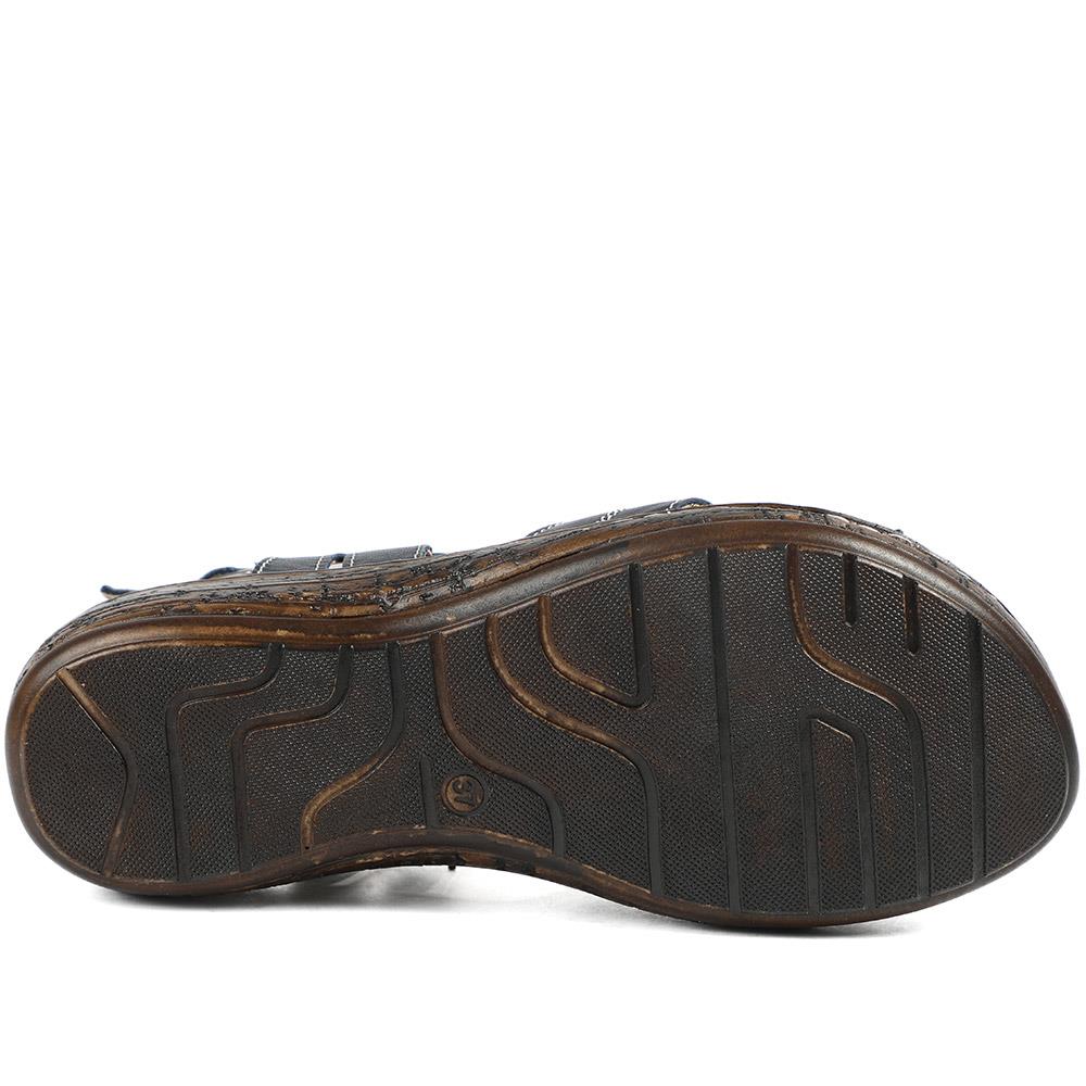 Wide Fit Leather Slingback Sandals - LUCK43008 / 329 407 - Navy - Image 6
