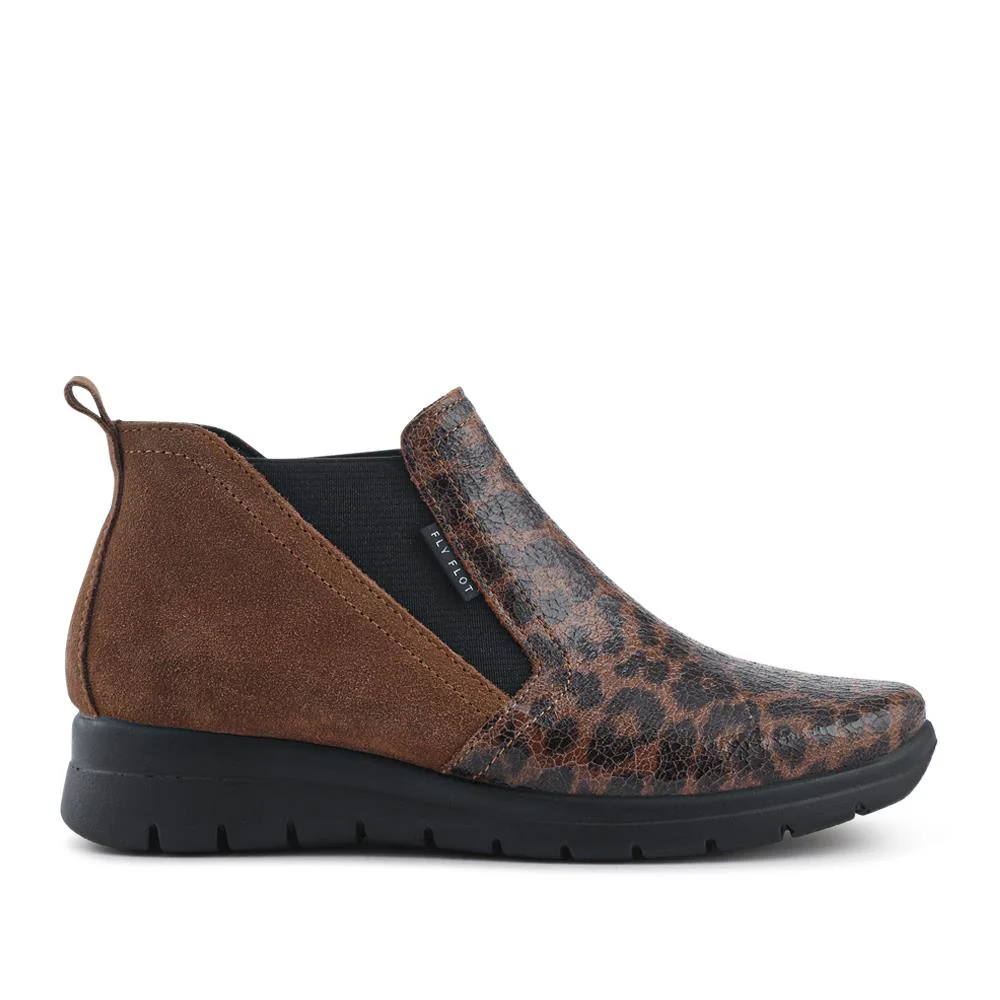 Leather Slip-On Boots - FLY42009 / 327 680 - Brown Leopard - Image 2