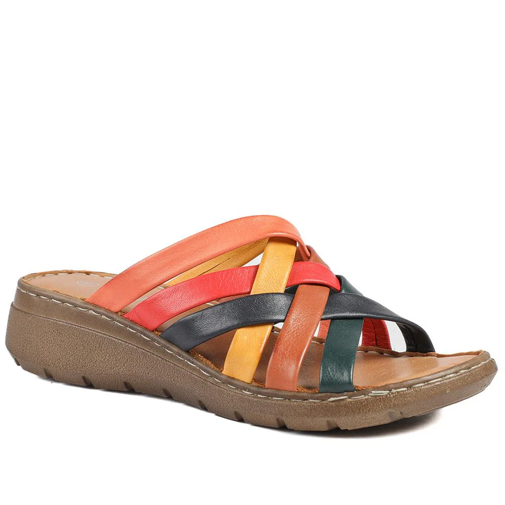 Leather Slip On Mule Sandals - LUCK43004 / 329 153 - Image 2