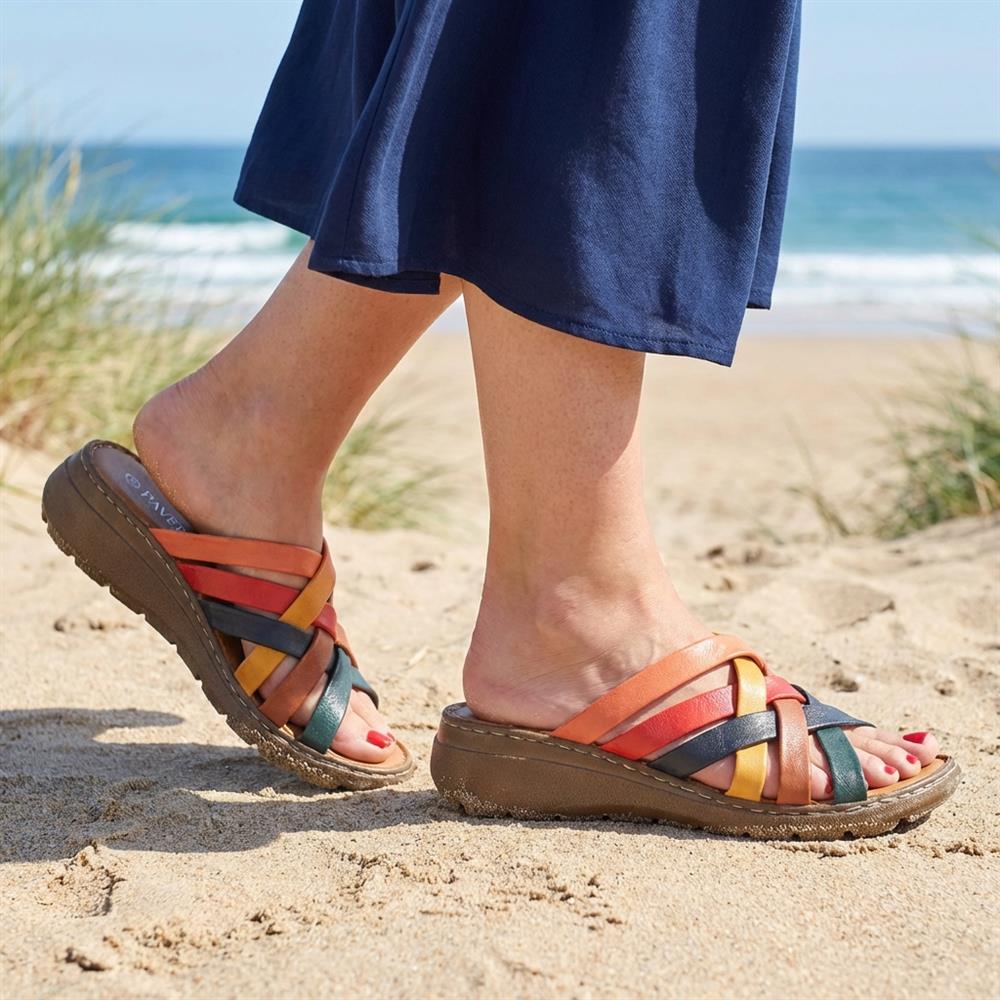 Leather Slip On Mule Sandals - LUCK43004 / 329 153 - Multi - Image 2