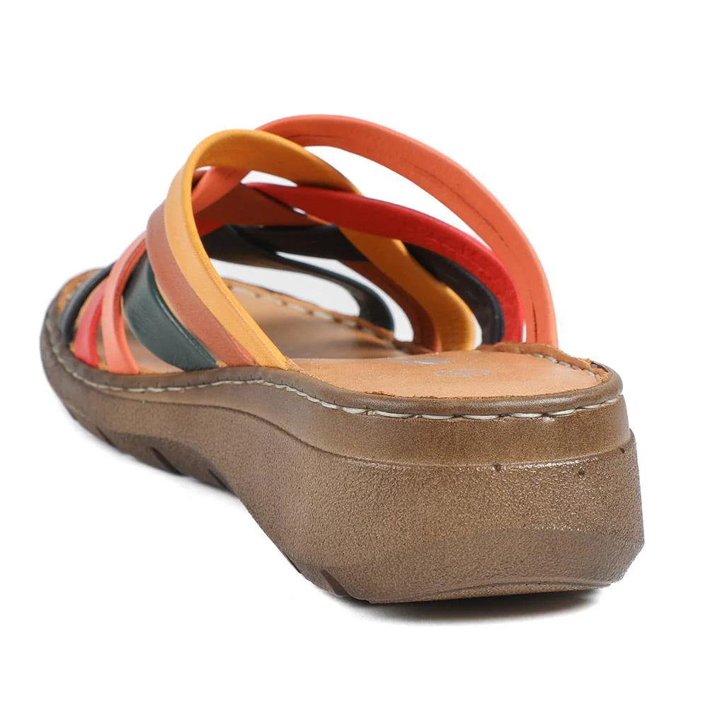 Leather Slip On Mule Sandals - LUCK43004 / 329 153 - Multi - Image 4