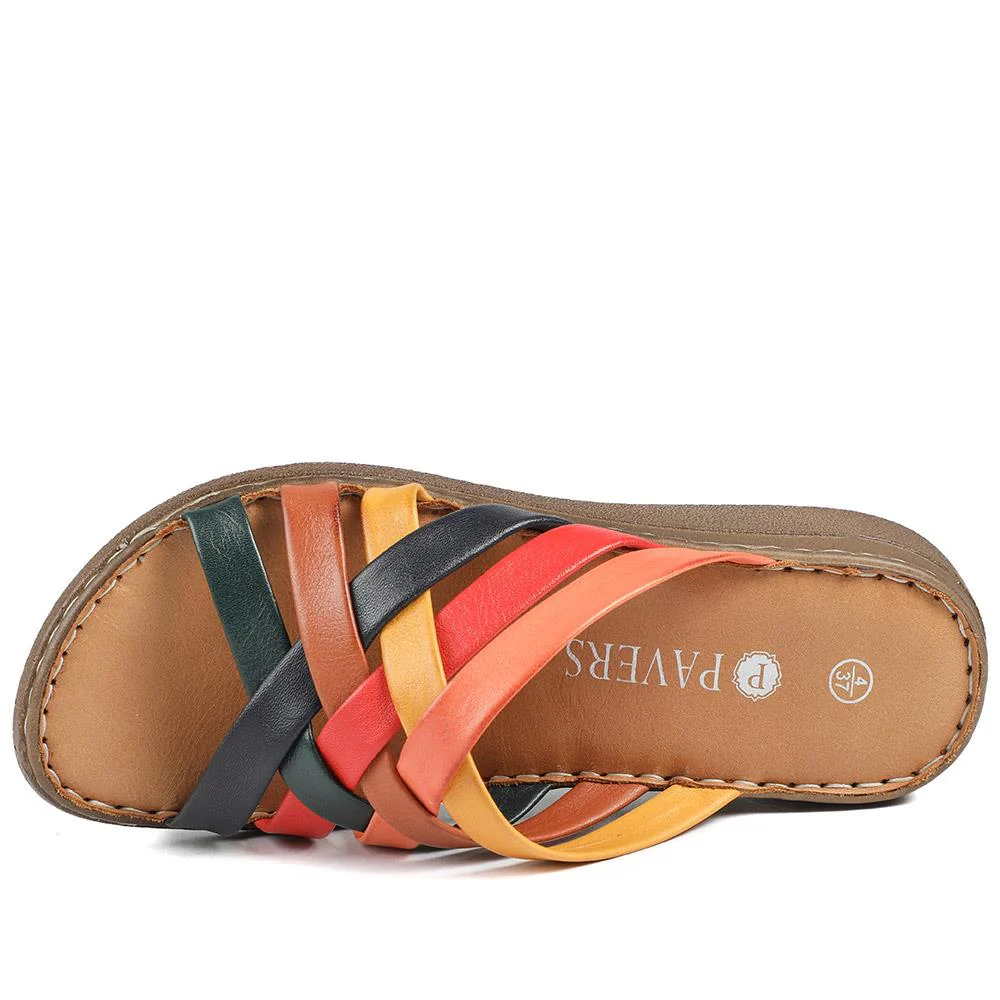 Leather Slip On Mule Sandals - LUCK43004 / 329 153 - Multi - Image 5