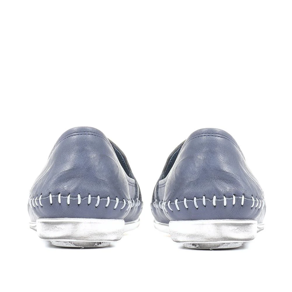 Leather Slip-On Pumps - GOKH29000 / 316 901 - Navy - Image 3