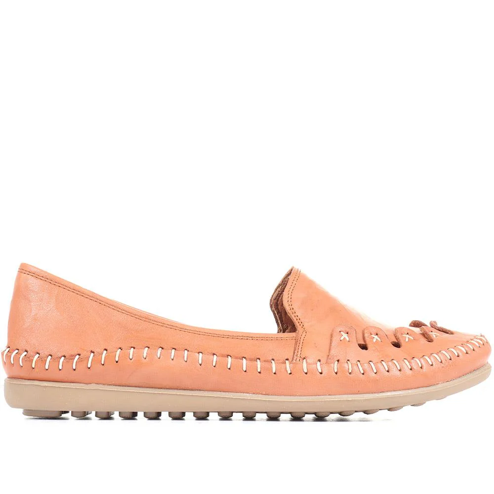 Leather Slip-On Pumps - GOKH29000 / 316 901 - Tan - Image 3