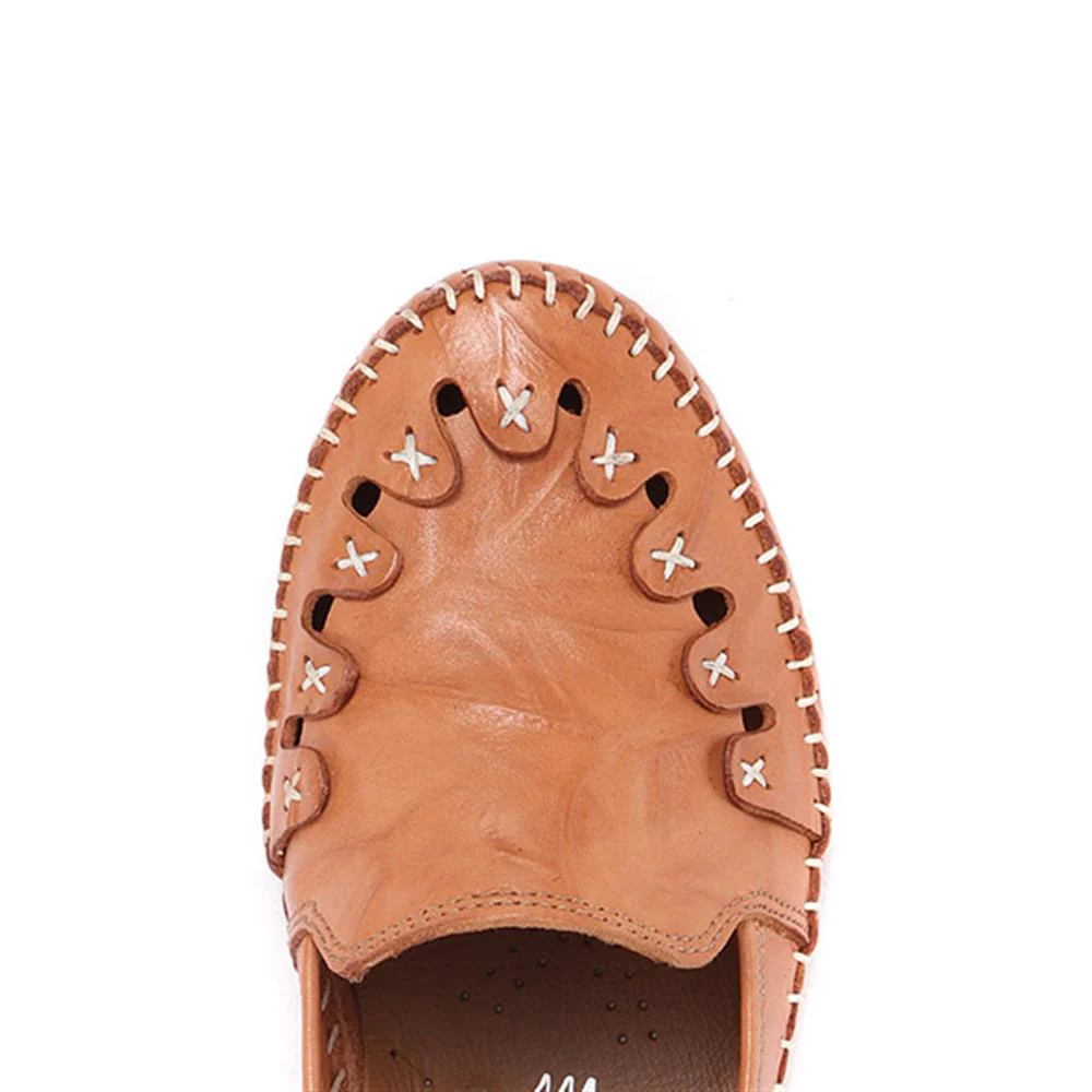 Leather Slip-On Pumps - GOKH29000 / 316 901 - Tan - Image 6