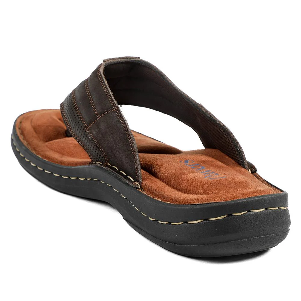 Leather Slip On Sandals - AATRA43002 / 328 935 - Dark Brown - Image 4