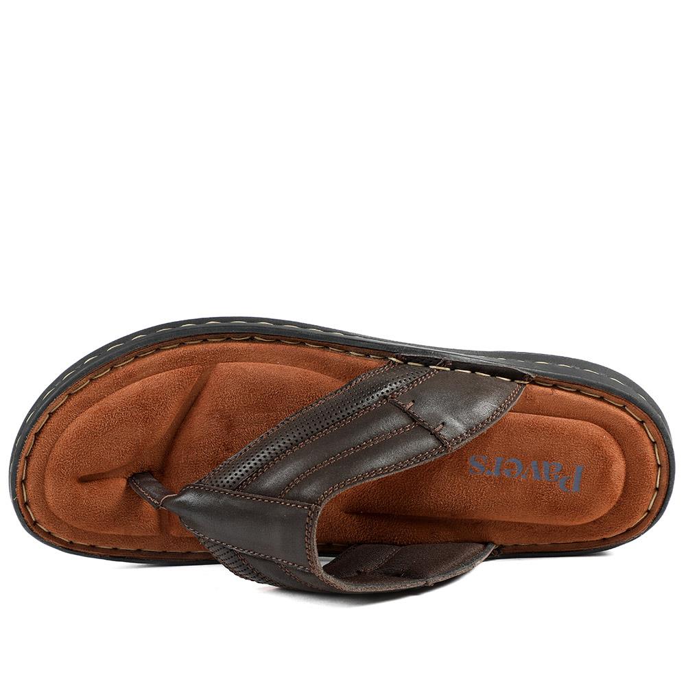 Leather Slip On Sandals - AATRA43002 / 328 935 - Dark Brown - Image 5