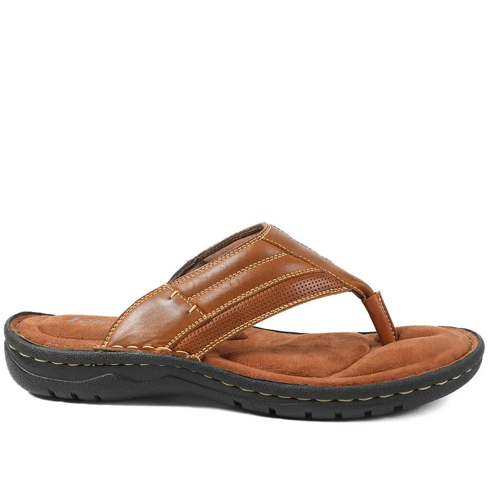 Leather Slip On Sandals - AATRA43002 / 328 935 - Tan - Image 3