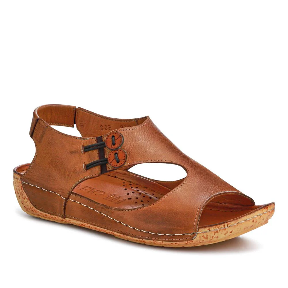 Leather Slip-On Sandals - KARY41004 / 327 532 - Tan