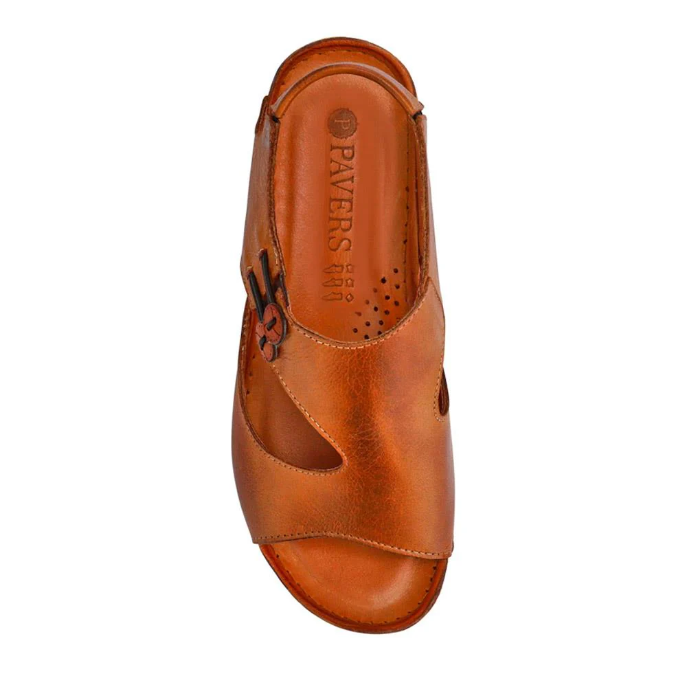 Leather Slip-On Sandals - KARY41004 / 327 532 - Tan - Image 5