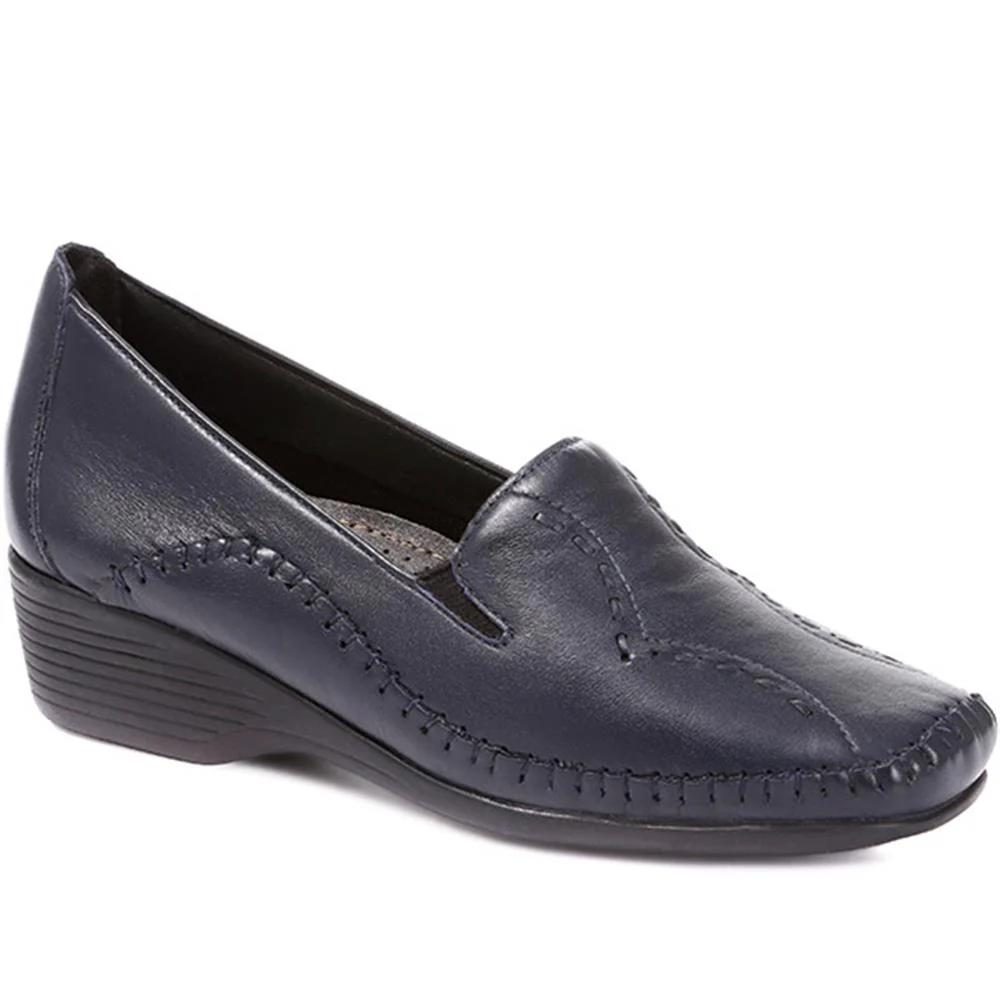 Leather Slip On Shoes - NAP24009 / 308 415 - Navy