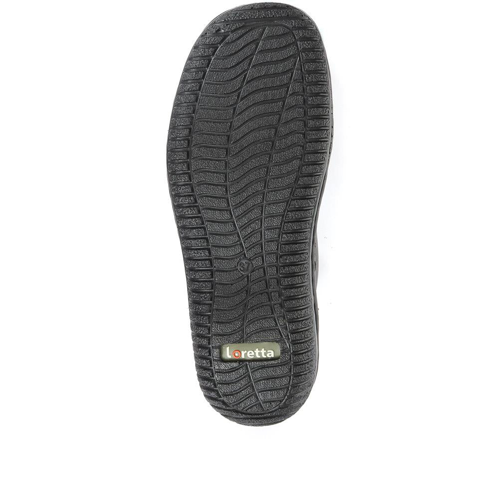 Leather Slip On Shoe with Elastic Loop - HAK23012 / 308 130 - Black - Image 5