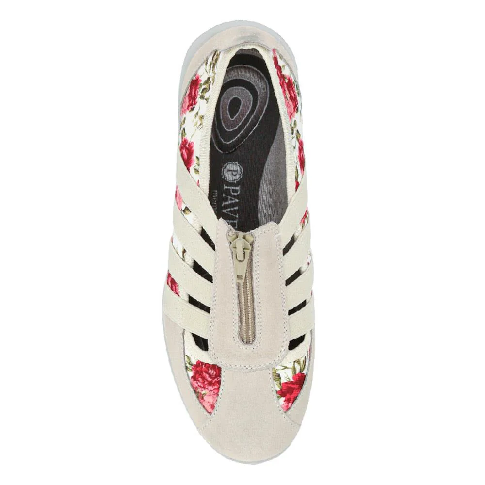 Leather Slip-On Shoes - BRK24000 / 308 245 - Beige-Floral - Image 4
