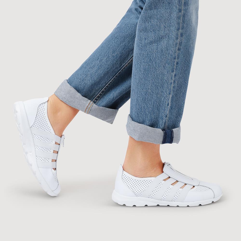 Leather Slip-On Shoes - BRK24000 / 308 245 - White - Image 5
