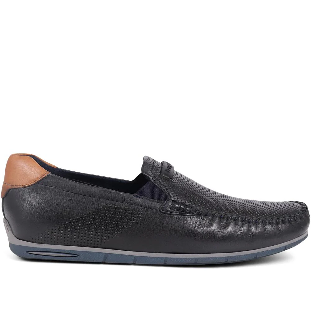 Leather Slip-On Shoes  - BUG39504 / 324 763 - Navy - Image 2