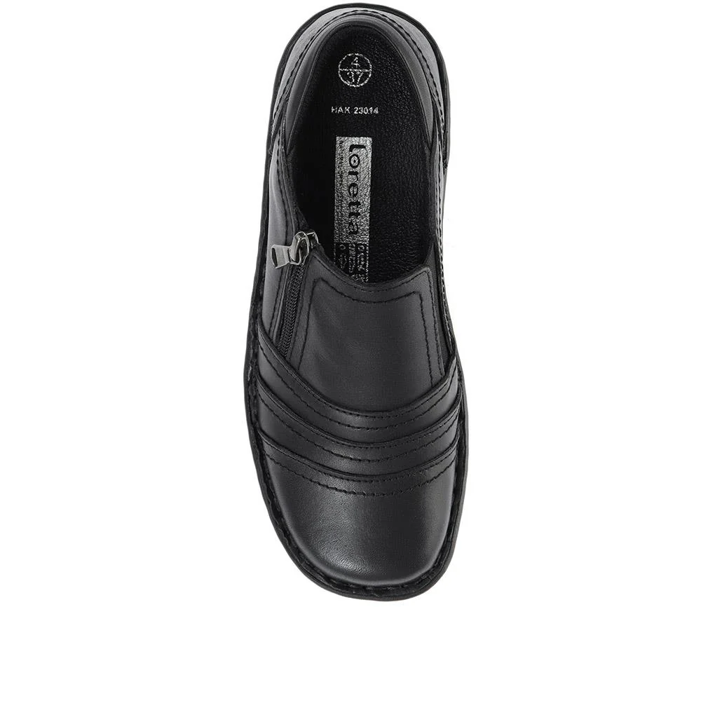 Leather Slip On Shoes for Women - HAK23014 / 308 135 - Black - Image 4