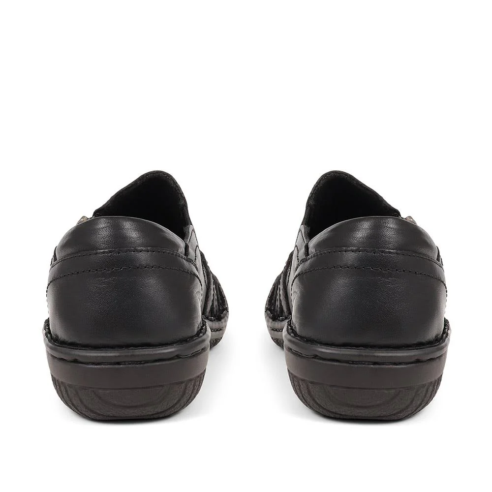 Leather Slip On Shoes for Women - HAK23014 / 308 135 - Black - Image 5