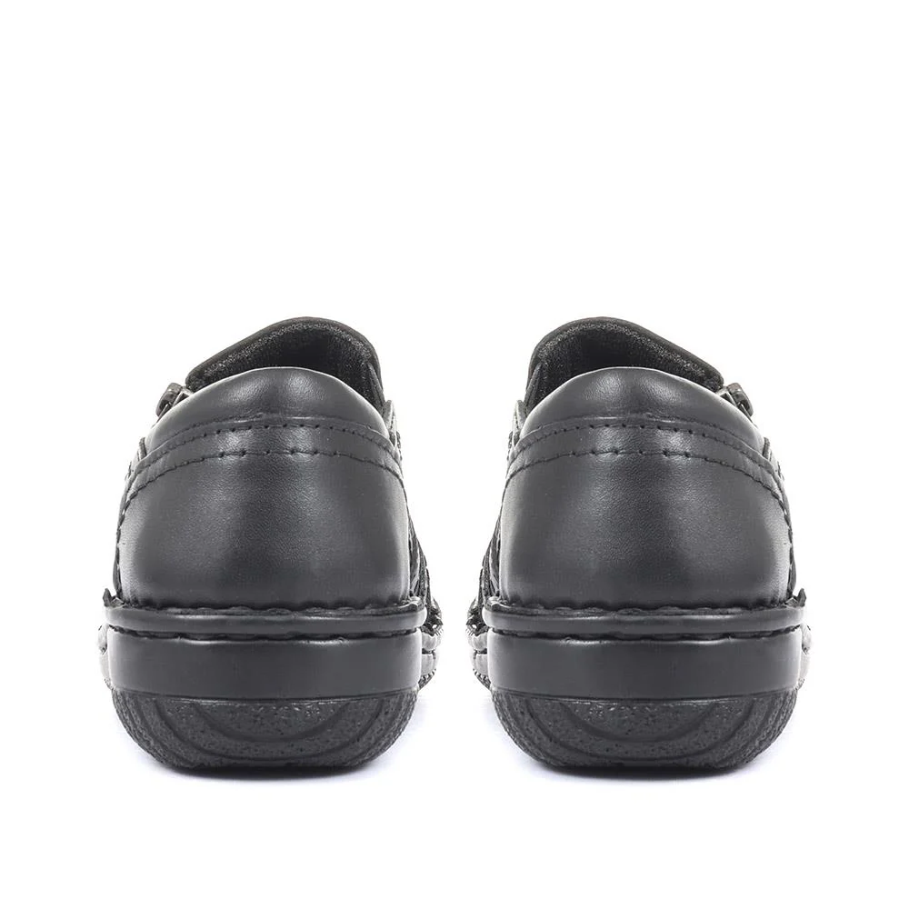 Leather Slip On Shoes for Women - HAK23014 / 308 135 - Black - Image 6