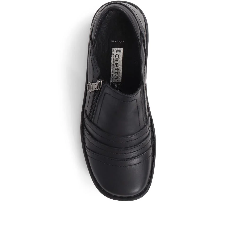 Leather Slip On Shoes for Women - HAK23014 / 308 135 - Black - Image 8