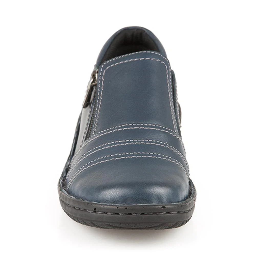 Leather Slip On Shoes for Women - HAK23014 / 308 135 - Navy - Image 10
