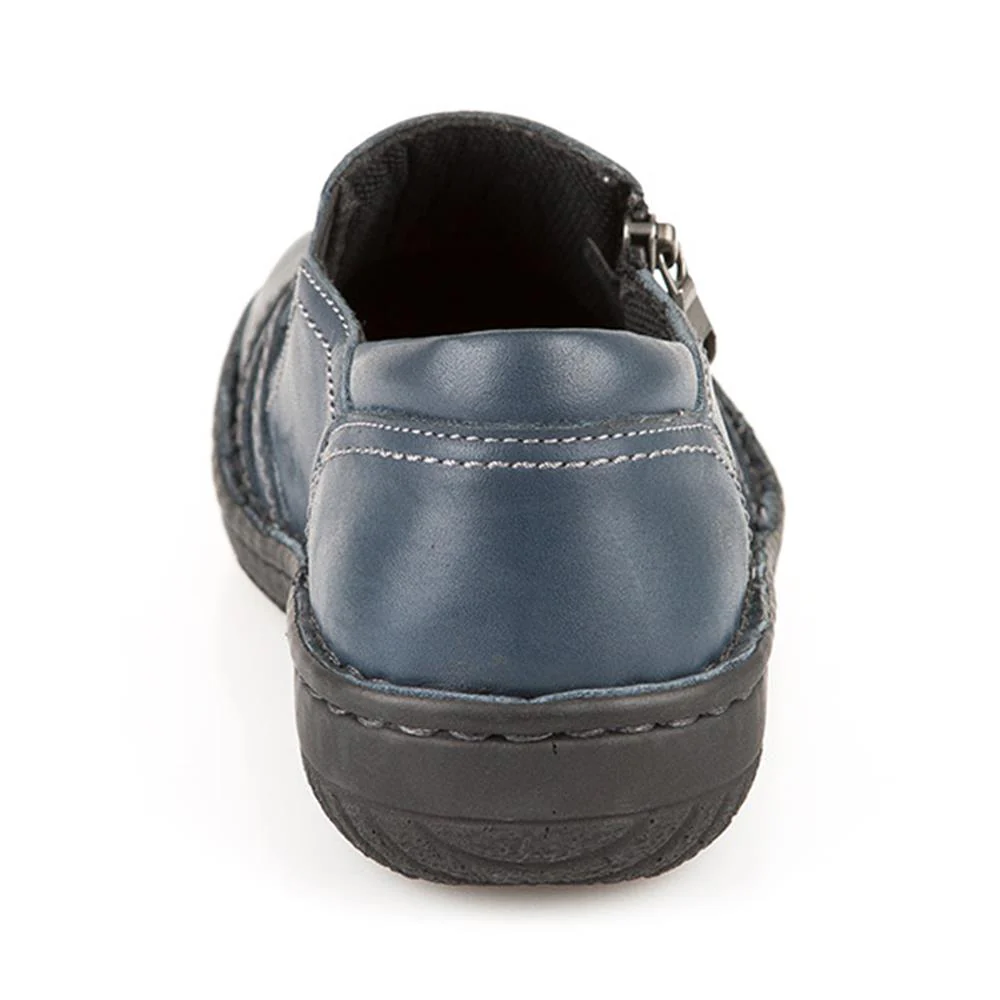 Leather Slip On Shoes for Women - HAK23014 / 308 135 - Navy - Image 11