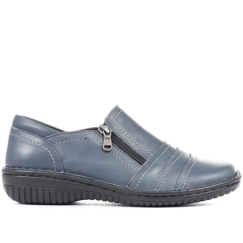 Leather Slip On Shoes for Women - HAK23014 / 308 135 - Navy - Image 5
