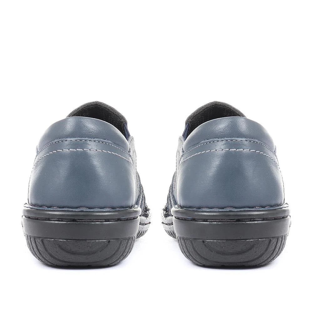 Leather Slip On Shoes for Women - HAK23014 / 308 135 - Navy - Image 6