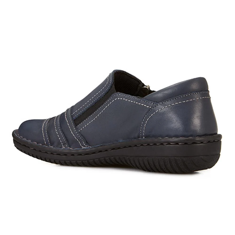 Leather Slip On Shoes for Women - HAK23014 / 308 135 - Navy - Image 7