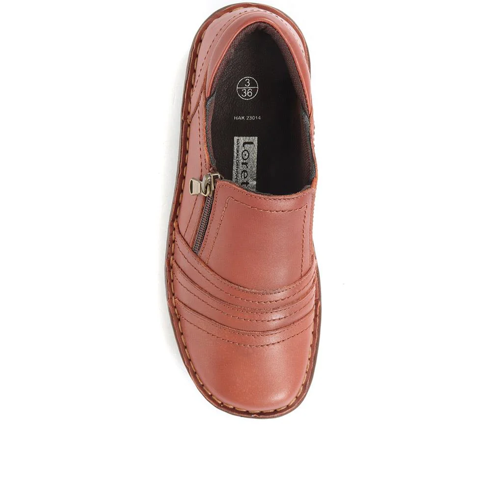 Leather Slip On Shoes for Women - HAK23014 / 308 135 - Tan - Image 4