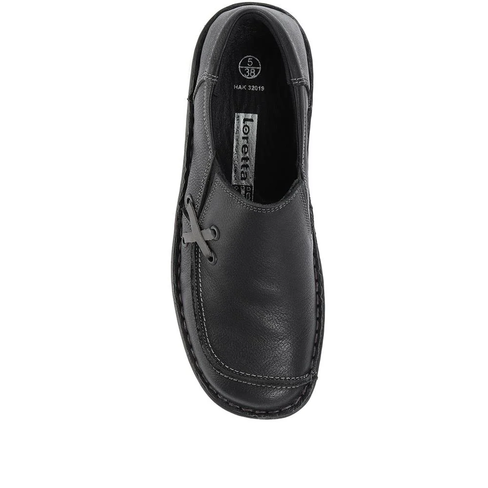 Leather Slip On Shoes - HAK32019 / 319 116 - Black - Image 6