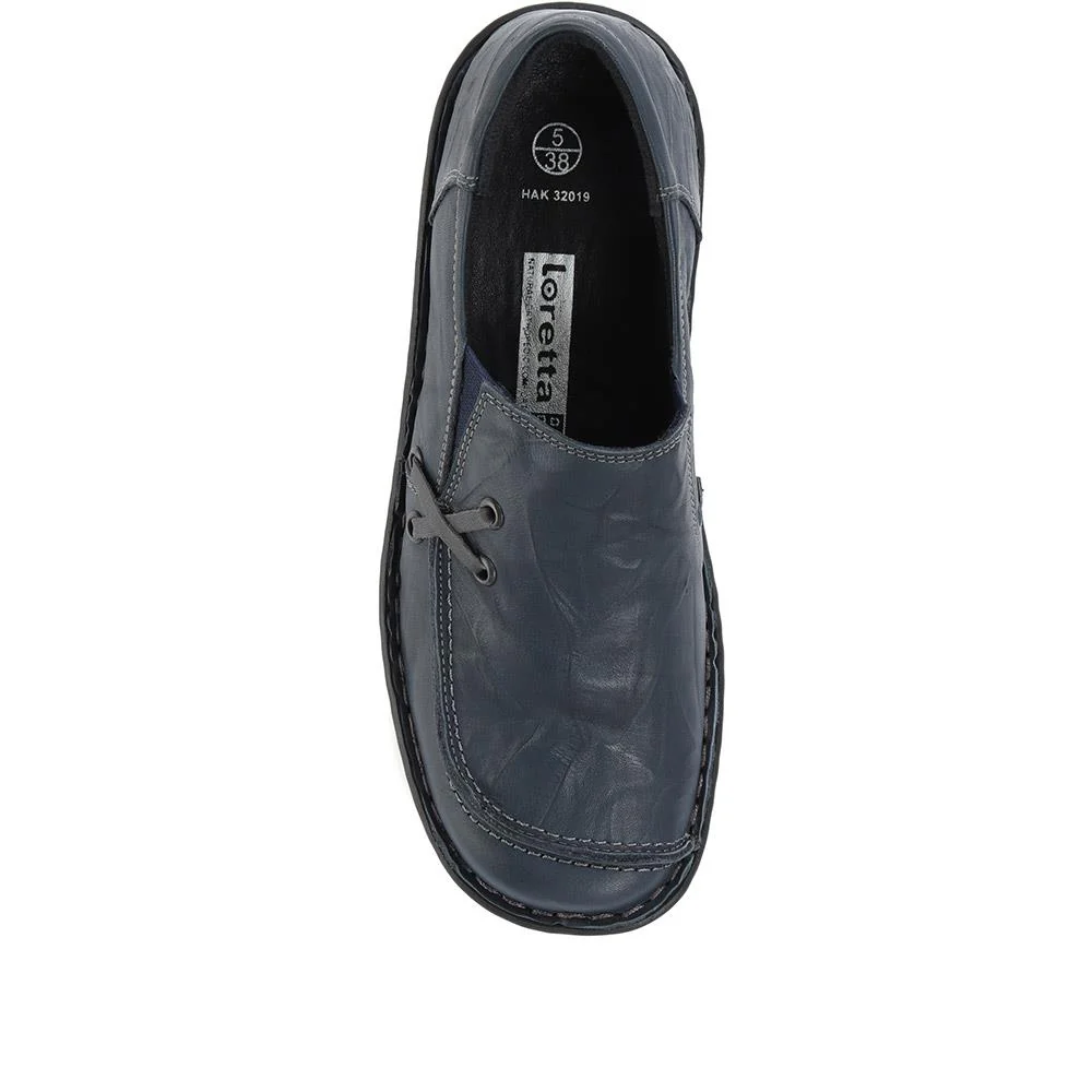 Leather Slip On Shoes - HAK32019 / 319 116 - Navy - Image 6