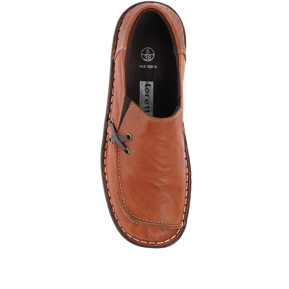 Leather Slip On Shoes - HAK32019 / 319 116 - Tan - Image 6
