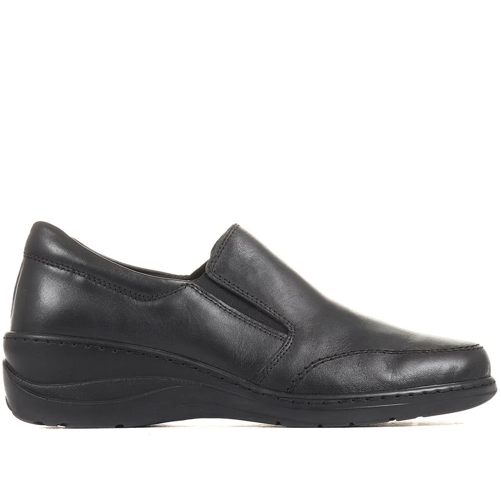 Leather Slip-On Shoes - HAK36009 / 322 927 - Black - Image 2