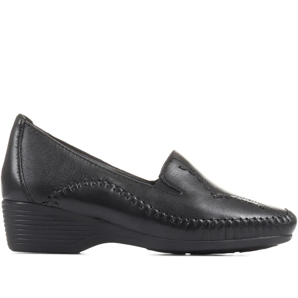 Leather Slip On Shoes - NAP24009 / 308 415 - Black - Image 2