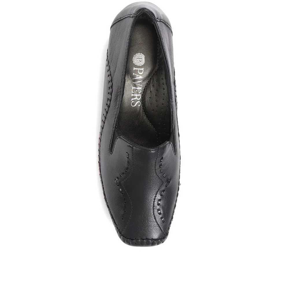 Leather Slip On Shoes - NAP24009 / 308 415 - Black - Image 4
